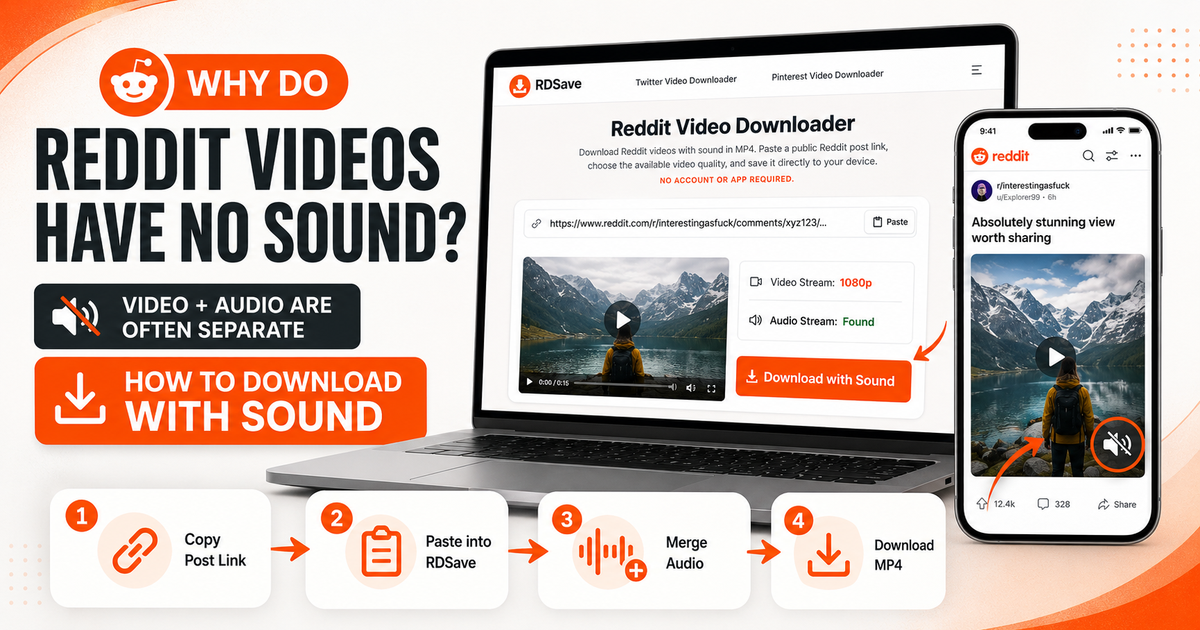 Illustration explaining why Reddit videos have no sound