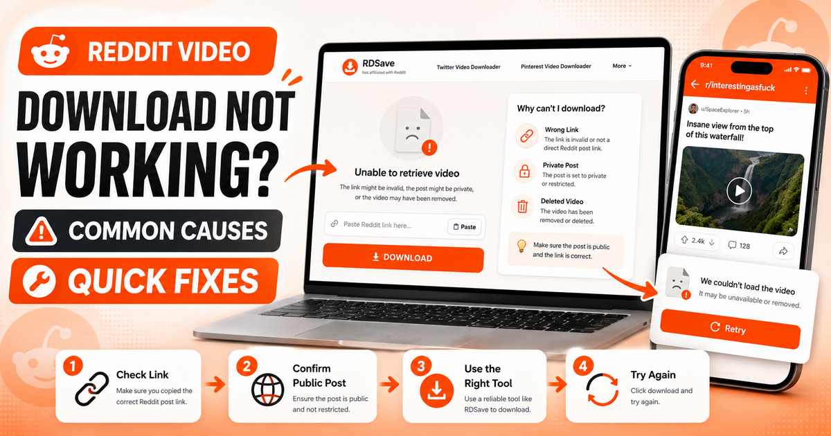 Troubleshooting guide cover for Reddit video downloads